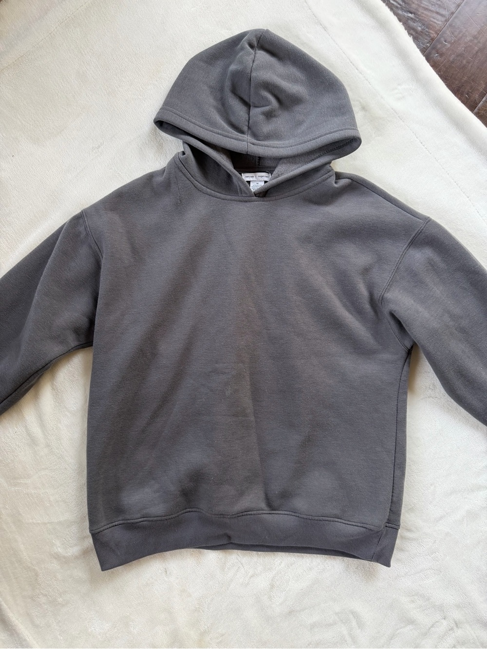 Grey Hooded Pullover Sweatshirt